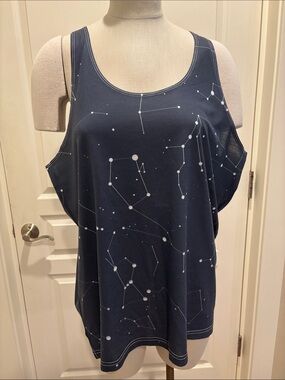 Threadless Navy Blue Tank Top with White Constellation Print